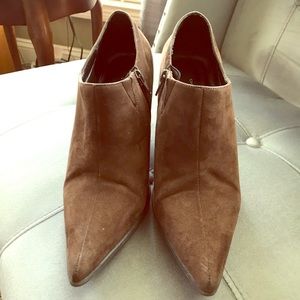 Brown suede booties